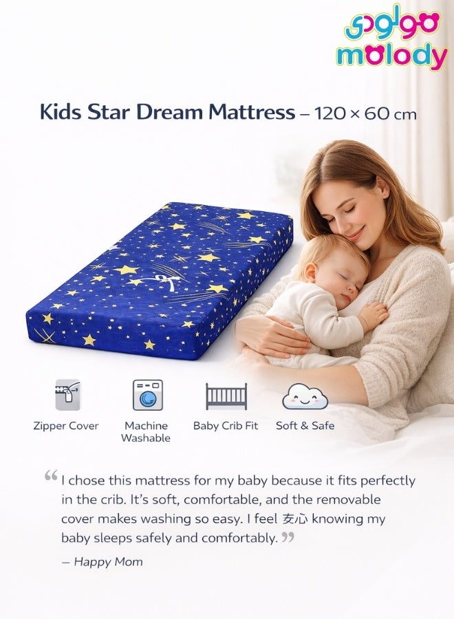 molody Premium Baby Cot Mattress 120×60 cm – Extra Comfort Thickness, Removable Zippered Washable Cover, Soft & Safe for Babies - Image 4